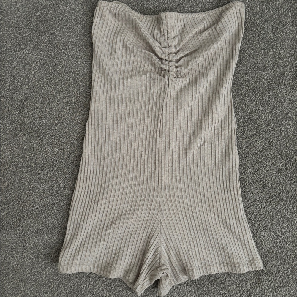 Zara High Waist Ribbed Beige one piece